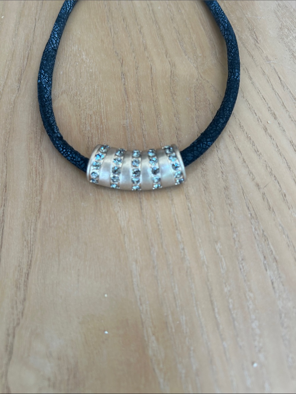 Black Crystal Accent Cord Necklace - Picture 3 of 3